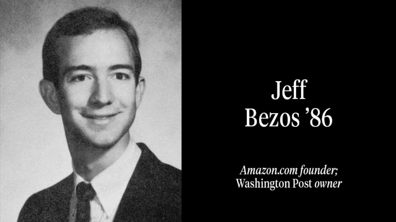 A Nassau Herald black and white photo of Jeff Bezos class of 1986