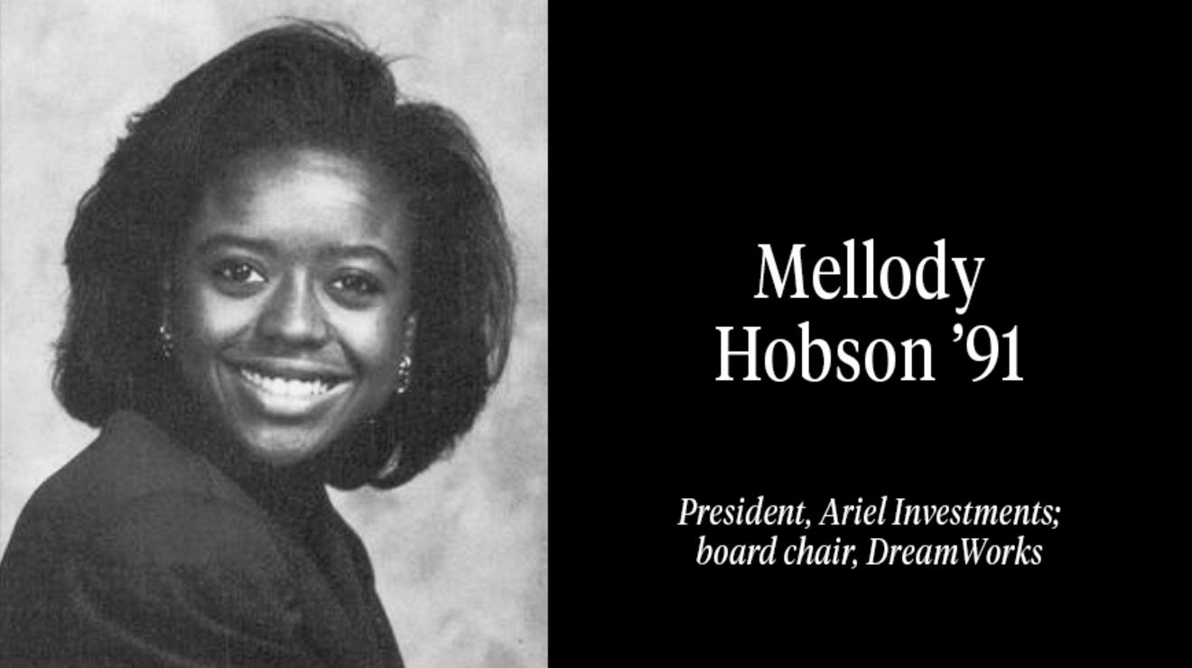 A Nassau Herald black and white photo of Mellody Hobson class of 1991