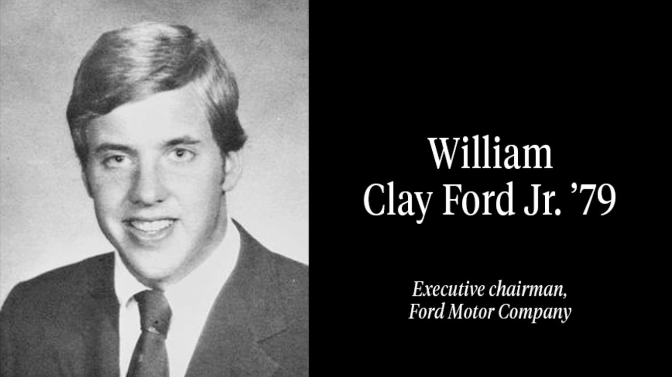 A black and white photo of William Clay Ford Jr. class of 1979