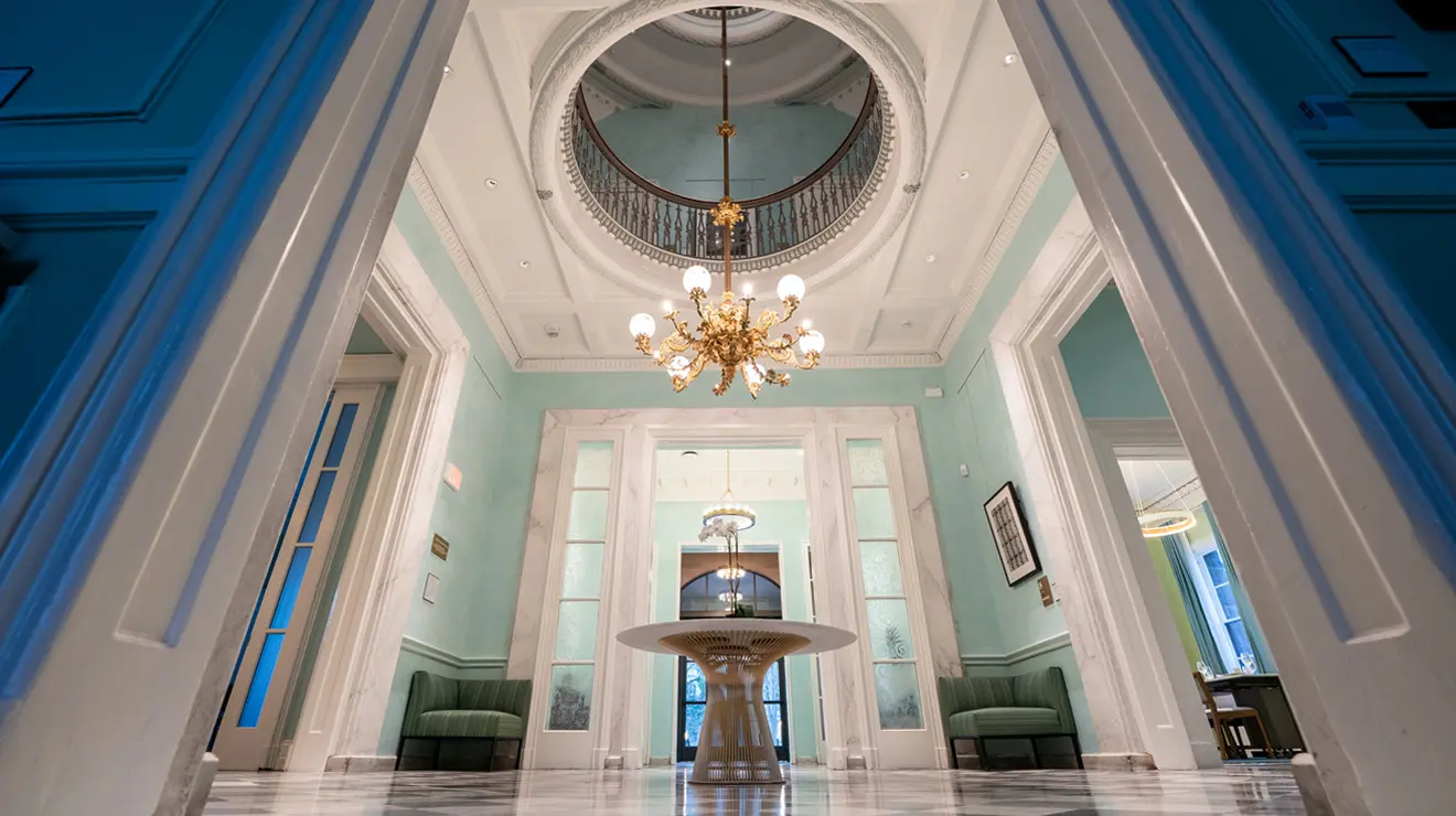 OTC_Prospect House renovation 2024.jpg Prospect House renovation interior is mich lighter and feels more open with light greeen walls and white trim throughout