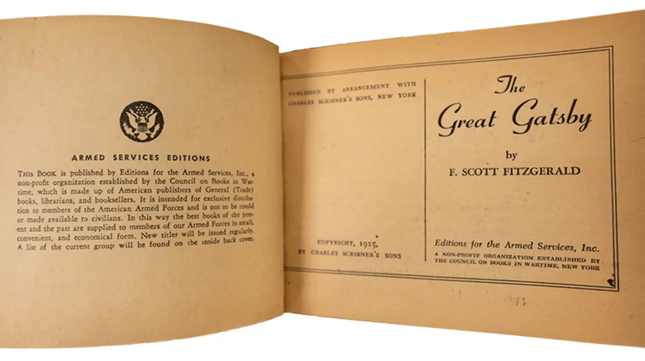 GATSBY_Armed Services Edition interior.jpg Interior of The Great Gatsby Armed Services Edition