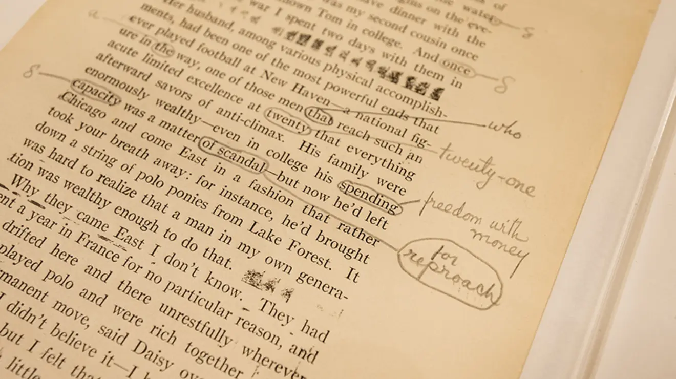 GATSBY_Typed Manuscript edits.jpg Typed manuscript of The Great Gatsby with edits by F. Scott Fitzgerald 1917