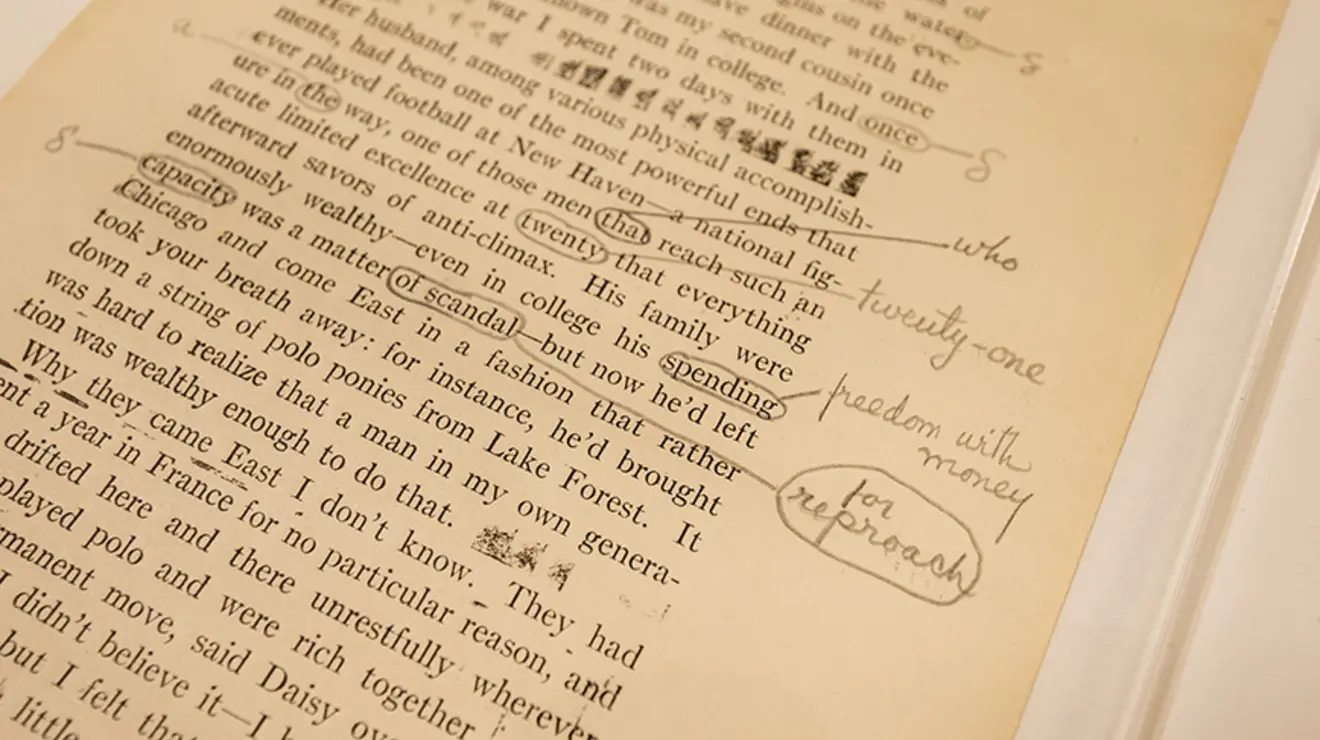 Typed manuscript of The Great Gatsby with edits by F. Scott Fitzgerald 1917