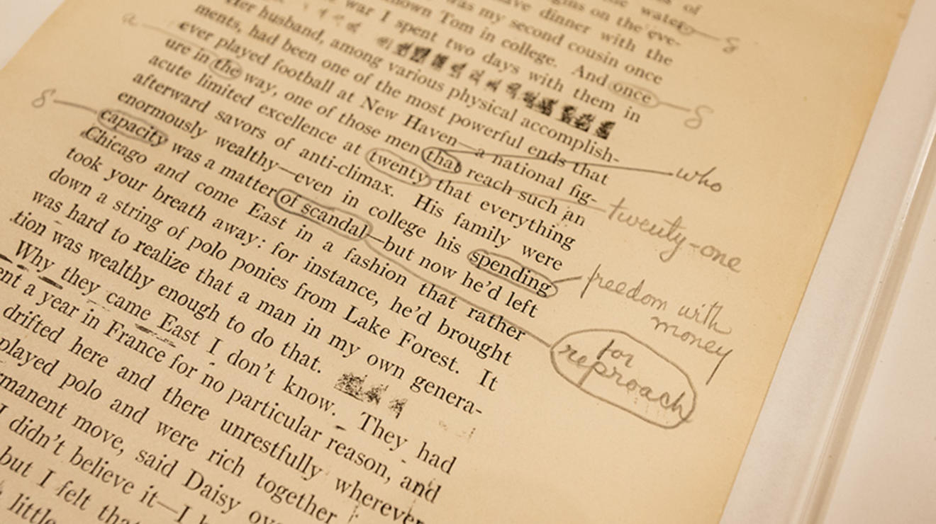 Typed manuscript of The Great Gatsby with edits by F. Scott Fitzgerald 1917