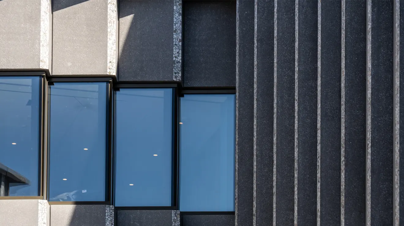 EVOLVING GALLERY_Art Museum 1.jpg Architectural detail of the new Princeton University Art Museum showing the interplay between glass and concrete