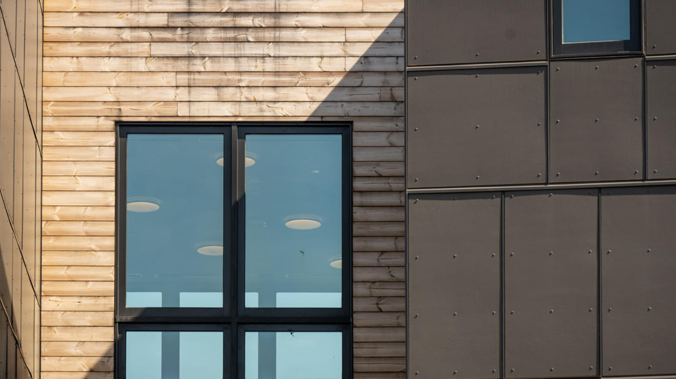Architectural detail showing a Meadows neighborhood building.