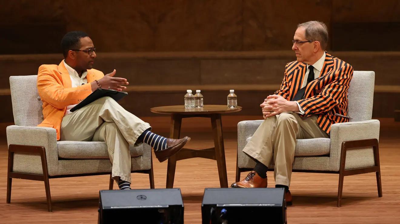 President Christopher Eisgruber speaks during Reunions