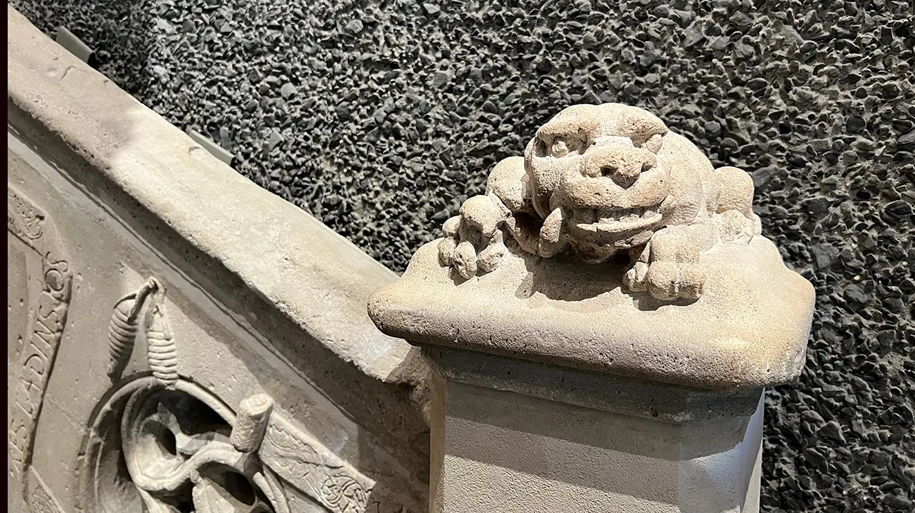 ARTMUSEUM_Francis.jpg A small stone griffin.