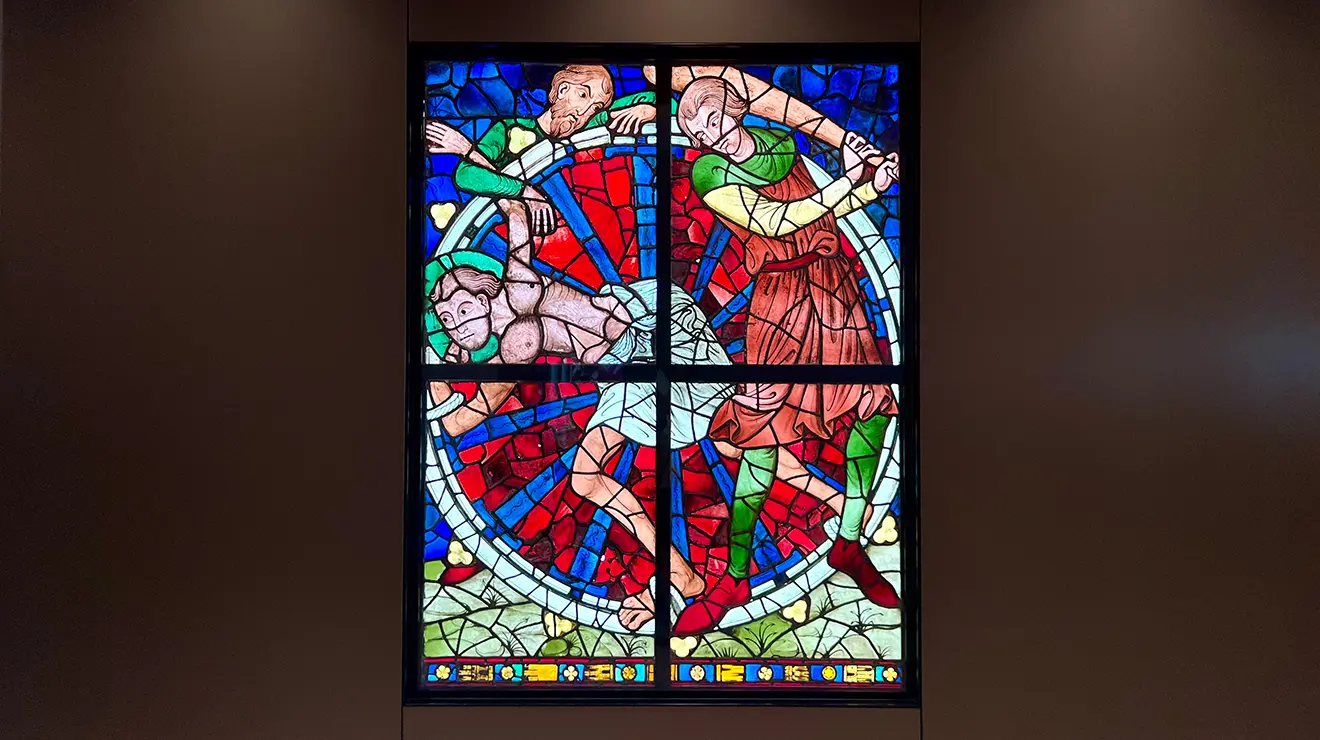 ARTMUSEUM_Stained_glass.jpg A stained glass window.