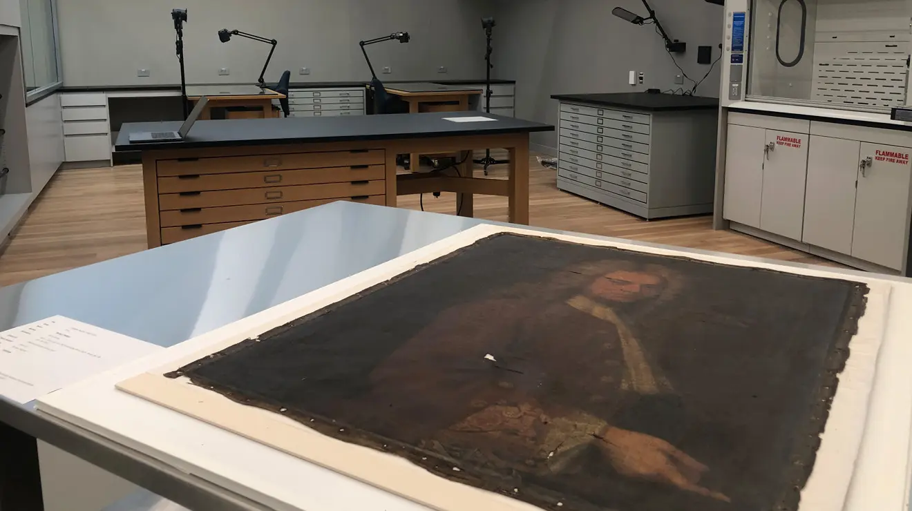 ART_Conservation.jpg Art conservation with an old painting on a specialized table while waiting repair.