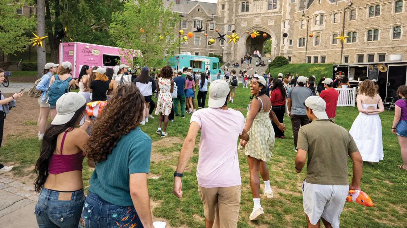 Students flock to Blair courtyard for food trucks and festivities on May 5, the last day of reading period. 
