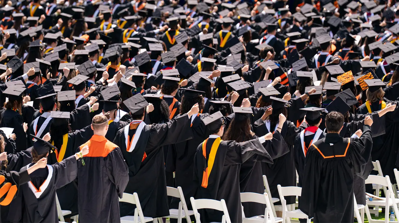 Princeton’s 1,469 Class of 2026 graduates, the largest undergraduate class to date, bid farewell by singing “Old Nassau” at Commencement May 26.