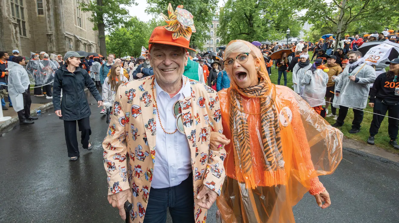 REUNIONS_Class of 1966.jpg Guy Woelk ’66 and Nancy Woelk are among the P-rade fashion leaders.