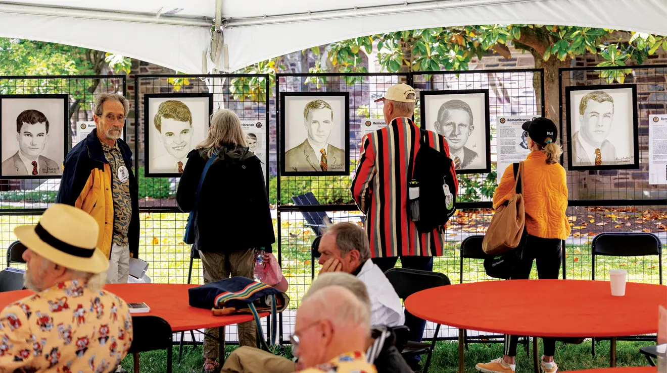REUNIONS_Vietnam.jpg An exhibit in Hamilton courtyard features portraits of the five Class of ’66 alumni who died in military service during the Vietnam War era.
