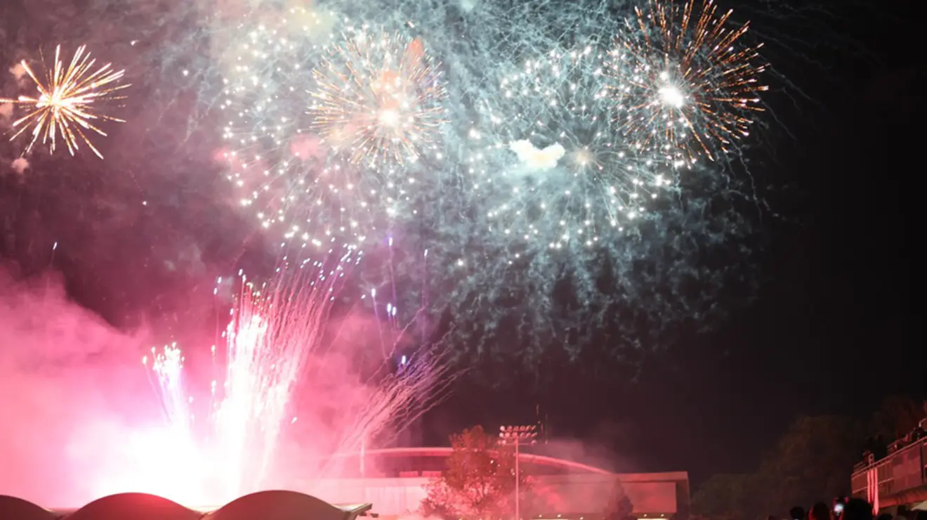 Fireworks over the Princeton stadium.