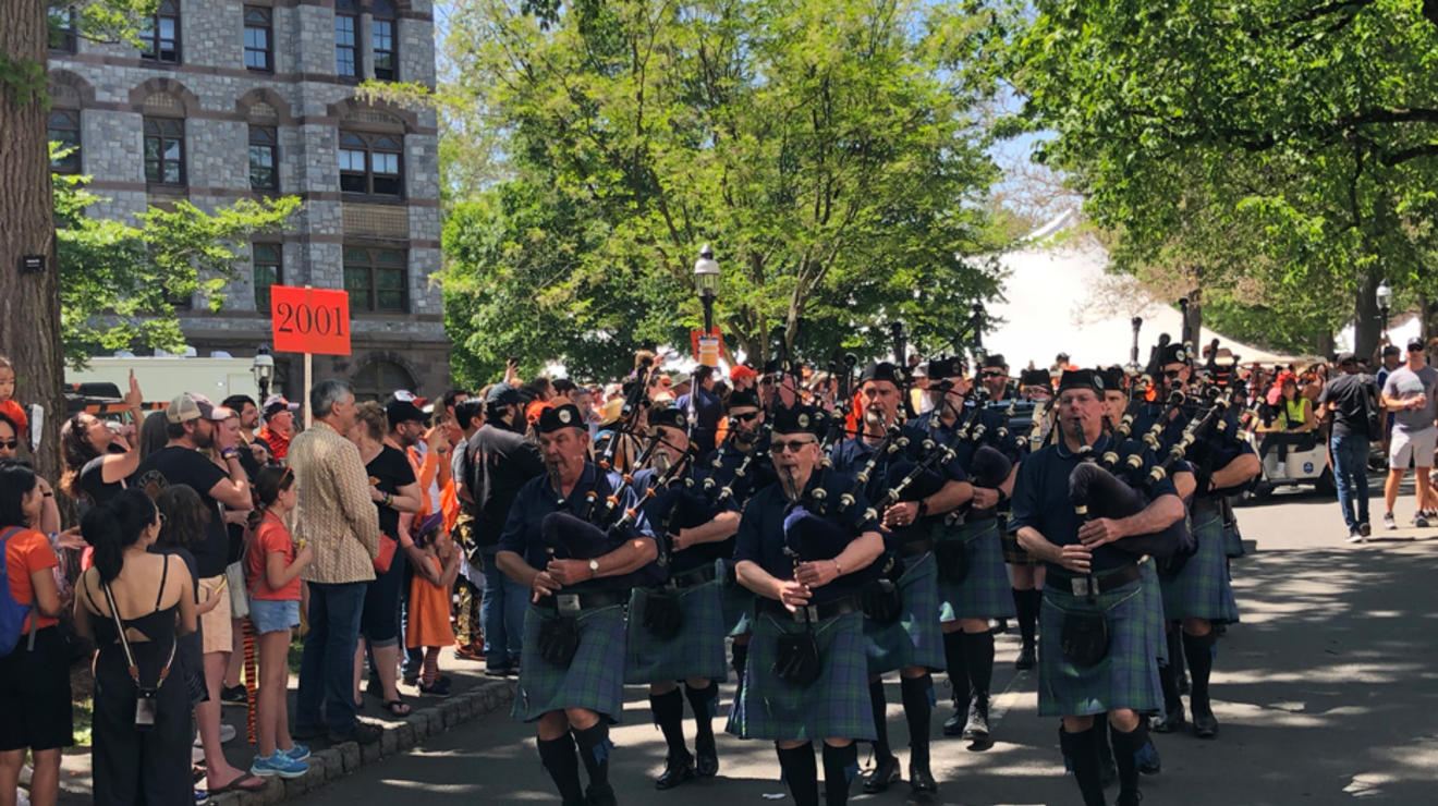 Bagpipers in the P-rade.