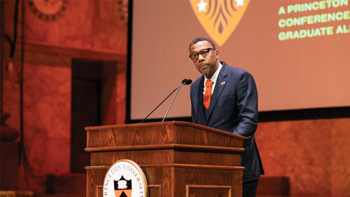 MANY MINDS_Rodney Priestly.jpg Rodney Priestley, dean of the Graduate School, offers welcoming remarks.