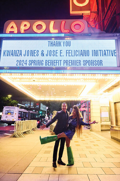 Feliciano and Jones at the Apollo&rsquo;s 2024 spring benefit, more than 30 years after Jones first performed at the famed theater.