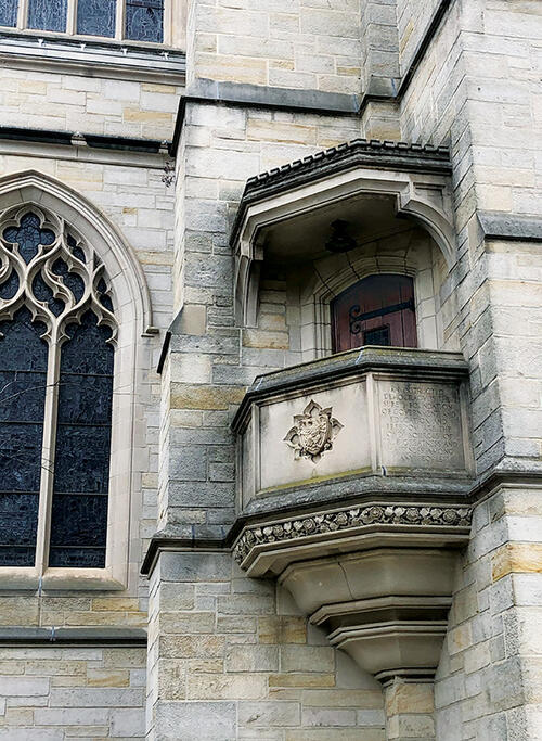 The Bright Pulpit, named in honor of John Bright, is on the University Chapel’s south side.