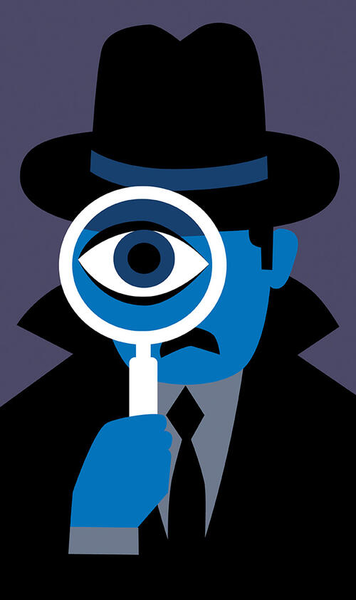 RESEARCH_BtR Sidebar illustration.jpg illustration of a shady looking character using a spy glass
