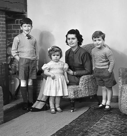 Elizabeth Trefgarne, seated, is shown with her children in December 1948, including, from left, David, Mary Elizabeth, and Trevor.