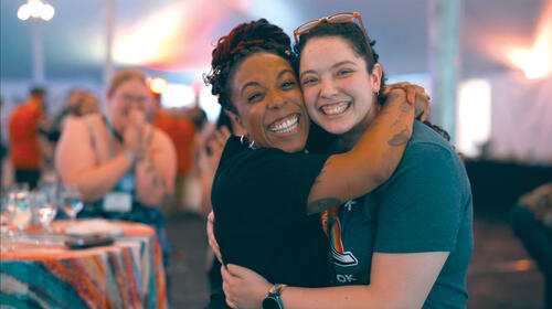 PRINCE_Cancer Melody Sánchez-Luca.jpg Melody Sánchez-Luca ’16, right, and her wife, Jayna, at the Every Voice conference.