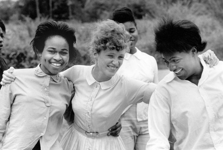 2110212.jpg Freedom School, Mileston. Mississippi Summer Project, 1964: Edie Black, volunteer from Smith College, with students she teaches in a freedom school at Mileston, a community of independent black farmers in the Mississippi Delta near Lexington.