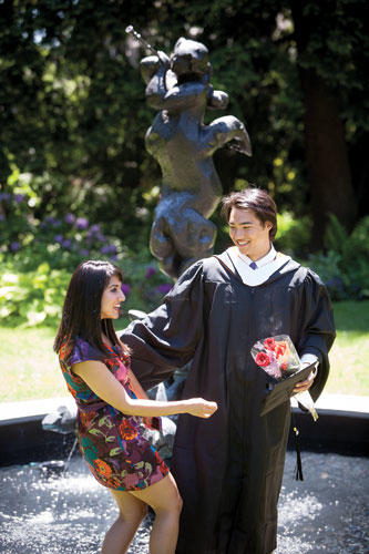 Sean Conrad ’13 with Mina Zargham ’11 in Prospect Garden.