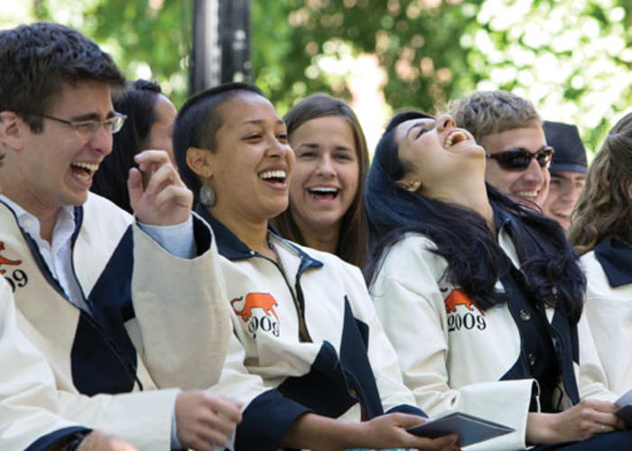 Seniors enjoy a Class Day talk.