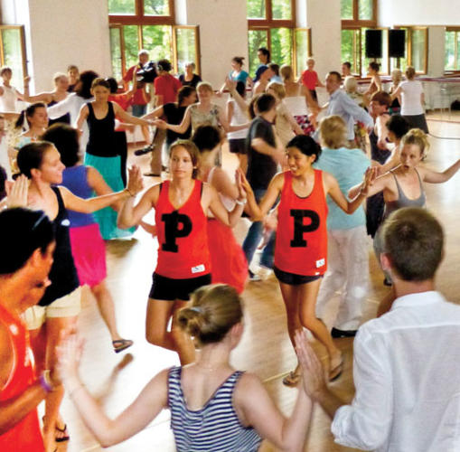 At Krakow’s Jewish Culture Festival, students join in a Jewish dance.