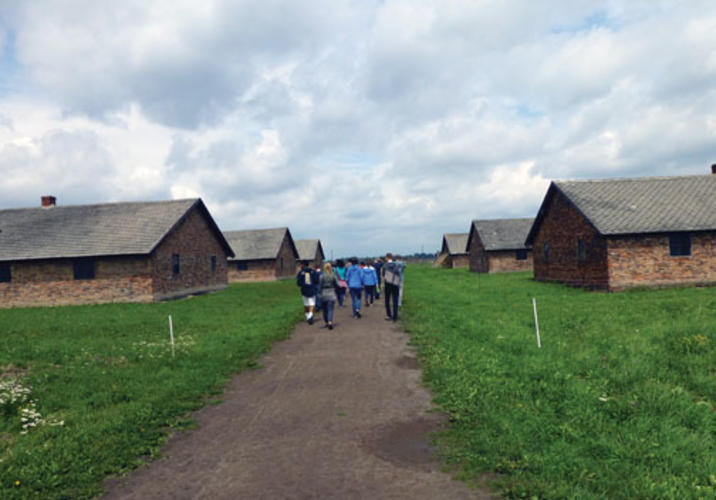 The students spend hours walking the length of the Birkenau camp. “The efficiency, the disregard for human life — I feel a lot of anger,” says Aleks Taranov ’15.