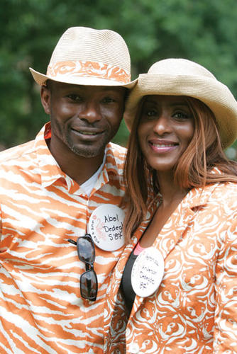 Veronica Anderson Dedegh '87 and her husband, Abel, are fully outfitted in classy gear.
