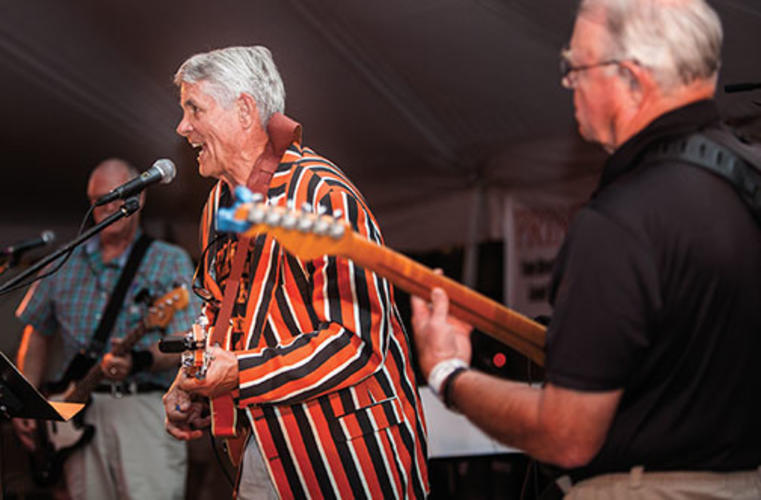 Jim Hunter ’62, center, with Dennis Page ’63, left, and Tom Broadie ’63; not shown, Marty Edelman ’63