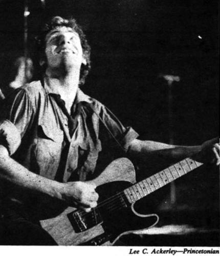 Bruce Springsteen and the E Street Band, 1978: Fans of New Jersey's best-known rocker enjoyed a legendary three-hour set at Jadwin -- and damaged the basketball court and indoor track. (Photo: Lee C. Ackerley '83)