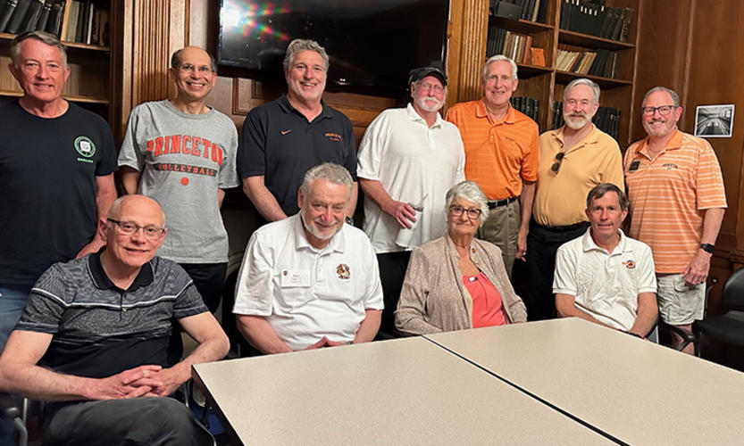 Susana Occhi with early members of the Princeton men’s volleyball program.