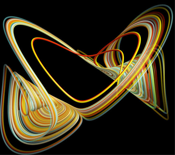 aos_chaos_low.jpg This stunning computer model captures the strongly irregular, or chaotic, behavior of the Earth’s magnetic field as the north and south poles change places. The poles have flipflopped hundreds of times over the past 160 million years as a result of shif