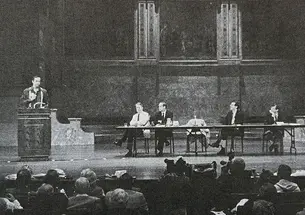 The panel drew a packed Alexander Hall audience. 