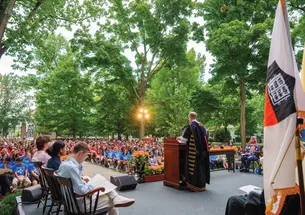President Eisgruber addresses the incoming freshman Class of 2028.