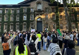 Protesters gather in front of Nassau Hall Sept. 3.