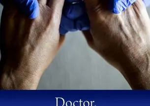 Cover of Doctor, Will you Pray for Me? which features a doctors hands in gloves holding those of a patient.