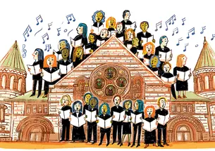 OTC_Student Dispatch_Glee Club.png Illustration of singers in front of and on the roof of Princeton's Alexander Hall