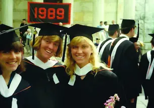 Kathy Crow ’89, right, standing beside two friends at her Princeton graduation.