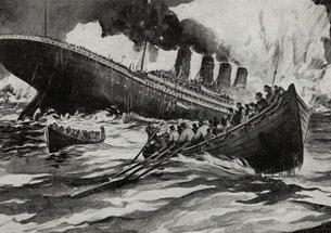 Illustration of the Titanic sinking