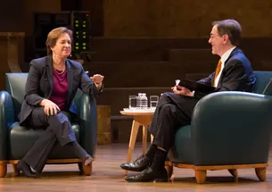 Supreme Court Justice Elena Kagan, left, and President Christopher Eisgruber seated on stage at Richardson Auditorium