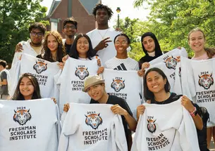 Diverse group of male and female students from the Freshman Scholars Institute