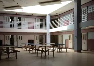 Dark interior of an empty prison
