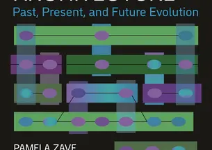 Book cover of The Real Internet Architecture by Pamela Zave and Jennifer Rexford '91 which is black and has visuals of green and purple looking circuits