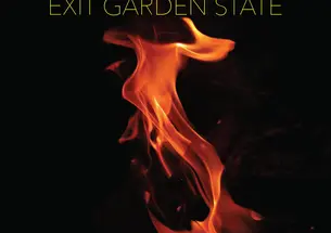 Black cover with the title Exit Garden State above and author John Hennessy below with a fire in the background.