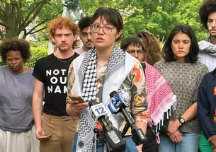 At a press conference last year, Clio Hall protesters spoke about their arrests. Their trial begins April 14.