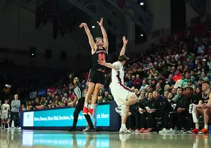 Blake Peters follows through after shooting a 3-pointer